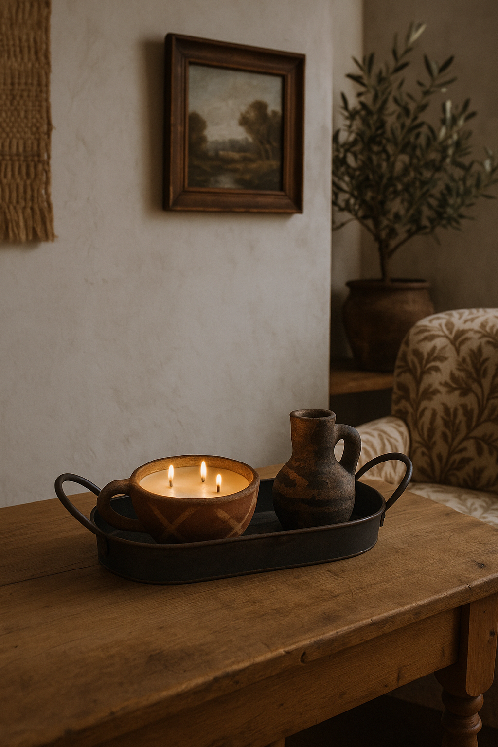 Toprak Seramik Mum Seti