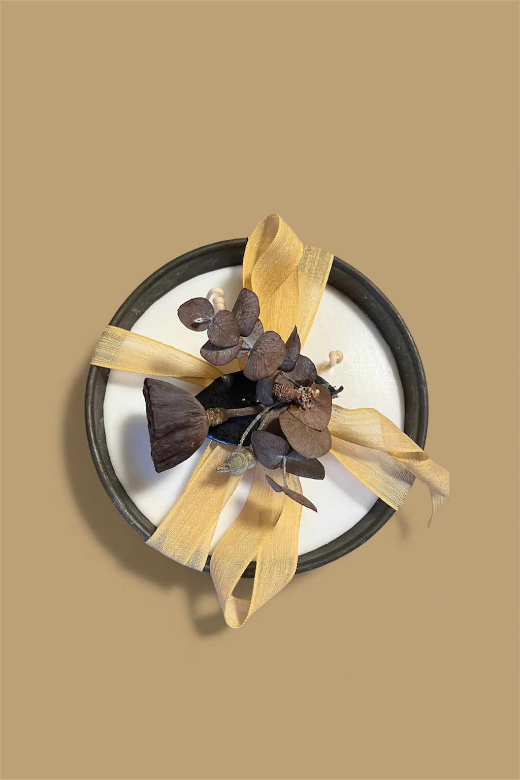 Antik Bakır Beyaz Mum