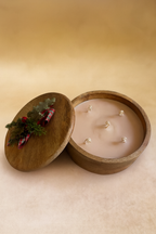 Ahşap Kapaklı Büyük Boy Kahve Kokulu Soya Mum