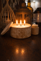 Eskitme Detaylı Kapaklı Mum ve Kibritlik